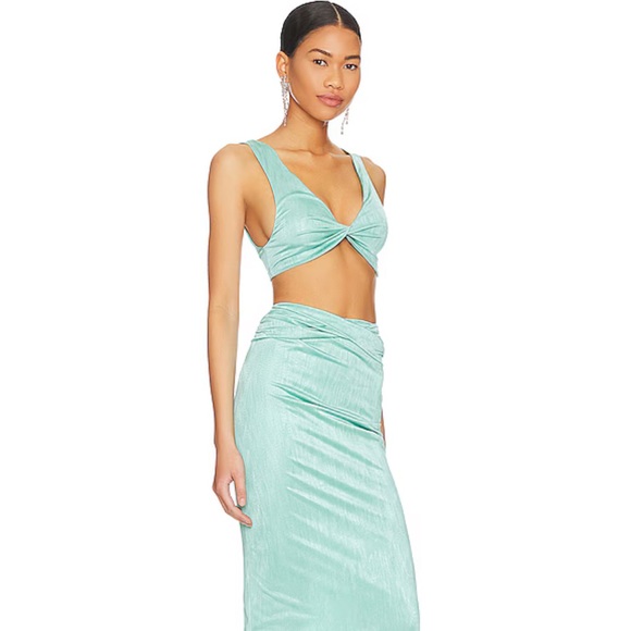 Superdown Joana Maxi Skirt Set in Teal - Picture 2 of 4